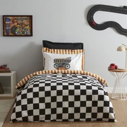 طقم غطاء لحاف كاراجا هوم يونغ سبيد واي مفرد، قطن 100%، مع شرشف مطاطي وغطاء وسادة، تصميم عصري