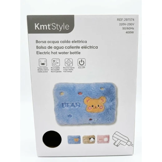 BEAR Electric Hot Water Bottle Rechargeable 400W with Fast Charging, Auto OFF Safety Feature and Inside Pocket for Warm Comfort BEAR Electric Hot Water Bottle Rechargeable 400W with Fast Charging, Auto OFF Safety Feature and Inside Pocket for Warm Comfort