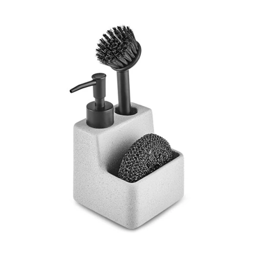 Karaca Darin 3 Piece Soap Dispenser and Kitchen Set, Dolomite Material 550ml Capacity, Stylish Organizer for Kitchen and Bathroom - karaca - Image 2