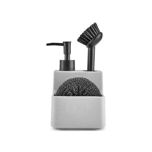 Karaca Darin 3 Piece Soap Dispenser and Kitchen Set, Dolomite Material 550ml Capacity, Stylish Organizer for Kitchen and Bathroom - karaca - Image 3