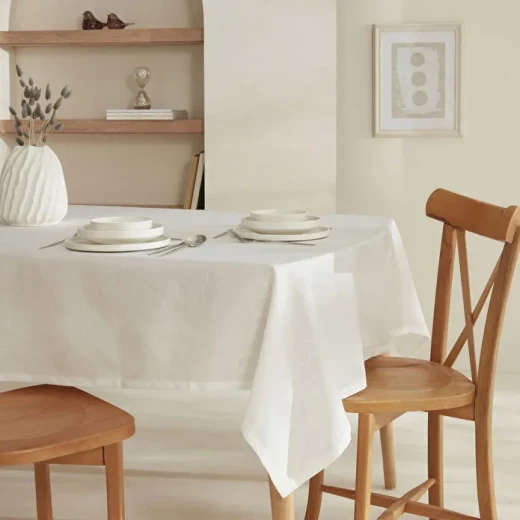 Karaca Home Pebble White Tablecloth 140x200 cm, Elegant Polyester Dining Table Cover Easy Care and Stylish Home Decoration - karaca - Image 2