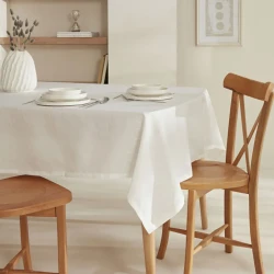 Karaca Home Pebble White Tablecloth 140x200 cm, Elegant Polyester Dining Table Cover Easy Care and Stylish Home Decoration