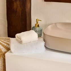 Karaca Home Artisan Cluster 100% Cotton Hand Towel Ecru 30x50 cm, Soft Absorbent Bathroom and Kitchen Towel for Daily Use