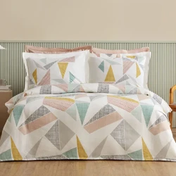 طقم غطاء سرير كاراجا هوم ليني مزدوج متعدد الألوان من القطن 100% مع مفرش 200×220 سم وملاءة و2 كيس وسادة
