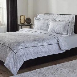 Karaca Home Artco Double Duvet Cover Set, 100% Cotton 61 Thread Percale Bedding Set with 200x220 cm Duvet Cover, Sheet and 2 Pillow Cases