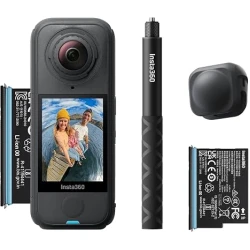 كاميرا إنستا360 إكس4 إير، حزمة المبتدئين، أسود، تصوير بزاوية 360 درجة، دقة 8K، بطارية إضافية، عصا سيلفي غير مرئية 44.8 بوصة