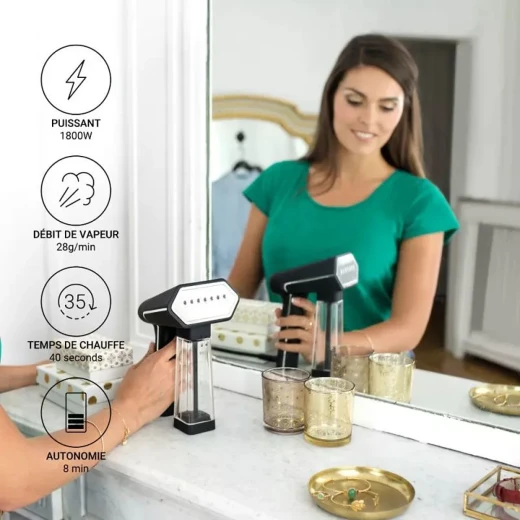 SteamOne SN200B Portable Garment Steamer, 1800W, 0.14L Water Tank, 40-Second Heat-Up, Compact Design, Black - SteamOne - Image 3