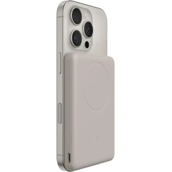 بنك طاقة مغناطيسي Belkin BoostCharge بسعة 5000 مللي أمبير مع حلقة مغناطيسية - لون رملي | شاحن لاسلكي محمول 5K، حلقة مغناطيسية لتركيب الملحقات، منفذ USB-C، مشحون مسبقًا، كابل مرفق، آمن للسفر