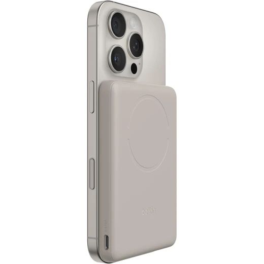 Belkin BoostCharge 5000mAh Magnetic Power Bank with Magnetic Ring - Sand | 5K Portable Wireless Charger, Magnetic Ring for Attaching Accessories, USB C Port, Pre-Charged, Cable included, Travel Safe Belkin BoostCharge 5000mAh Magnetic Power Bank with Magnetic Ring - Sand | 5K Portable Wireless Charger, Magnetic Ring for Attaching Accessories, USB C Port, Pre-Charged, Cable included, Travel Safe
