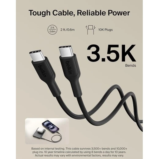 Belkin BoostCharge 5000mAh Magnetic Power Bank with Magnetic Ring - Black | 5K Portable Wireless Charger, Magnetic Ring for Attaching Accessories, USB C Port, Pre-Charged, Cable included, Travel Safe - Belkin - Image 2