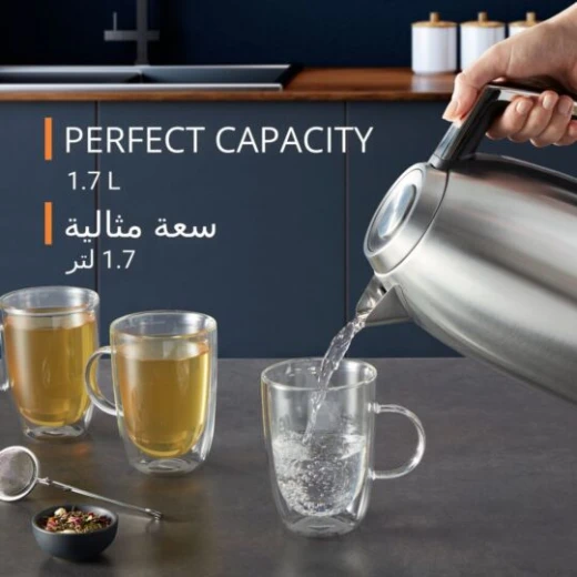KRUPS Excellence Electric Kettle 1.7L, Brushed Metal Finish, 2400W, 360° Rotational Base, Automatic Shut-Off, Silver - Krups - Image 4
