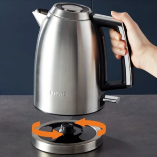 KRUPS Excellence Electric Kettle 1.7L, Brushed Metal Finish, 2400W, 360° Rotational Base, Automatic Shut-Off, Silver - Krups - Image 2