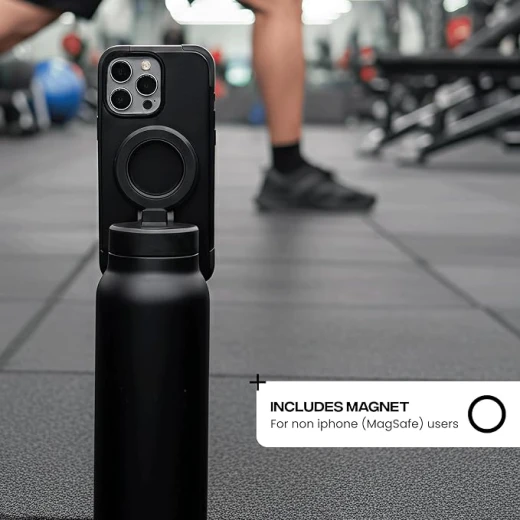 RINGO PRO Insulated Water Bottle 24 oz, Stainless Steel, 360° Magnetic Phone Mount, MagSafe Compatible, Leak-Proof Straw Lid, Black - Ringo - Image 3