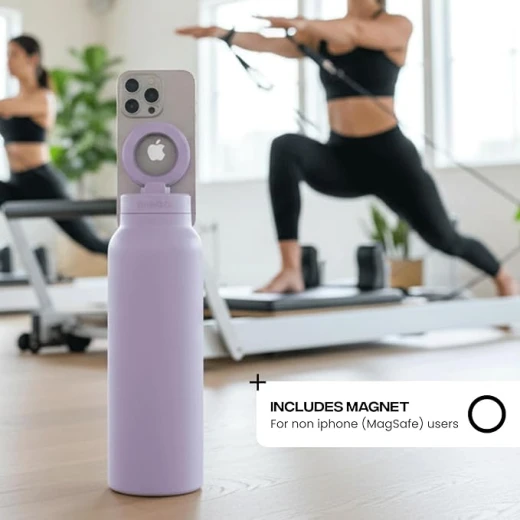 RINGO Pro Insulated Water Bottle 24 oz, Stainless Steel, 360° Magnetic Phone Mount, MagSafe Compatible, Leak-Proof Straw Lid, Lilac - Ringo - Image 5