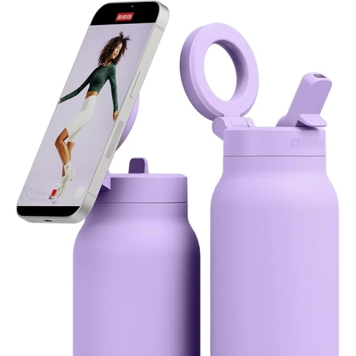 RINGO Pro Insulated Water Bottle 24 oz, Stainless Steel, 360° Magnetic Phone Mount, MagSafe Compatible, Leak-Proof Straw Lid, Lilac RINGO Pro Insulated Water Bottle 24 oz, Stainless Steel, 360° Magnetic Phone Mount, MagSafe Compatible, Leak-Proof Straw Lid, Lilac