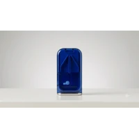 قطاعة حبوب إيزي دوز مع واقي أمان وعلبة توزيع، قاطع أقراص دقيق بشفرة ستانلس ستيل، لتقسيم الحبوب والفيتامينات والأقراص، محمولة للسفر لون ازرق