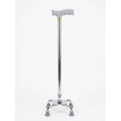 Adjustable Quad Cane, Medical Walking Cane with Four Non-Slip Rubber Feet, Comfortable Handle, Adjustable Height up to 110 cm, Supports up to 150 kg