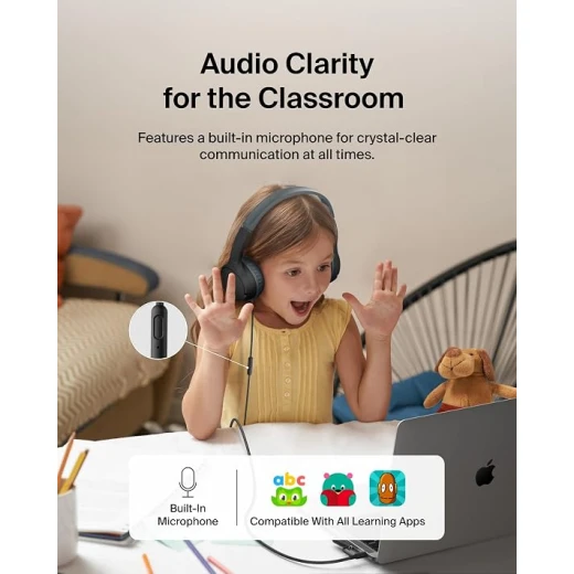 Belkin SoundForm Mini Kids Wired Headphones with Mic, 85dB Volume Limit, USB-C to 3.5mm Dongle, Comfortable Design, Stickers & 2-Year Coverage - Belkin - Image 3