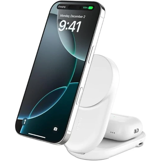 Belkin UltraCharge 2-in-1 Wireless Charger 25W, Qi2 Certified and MagSafe Compatible, Charging Station for iPhone and AirPods, USB-C Port with 45W Adapter - Belkin - Image 2