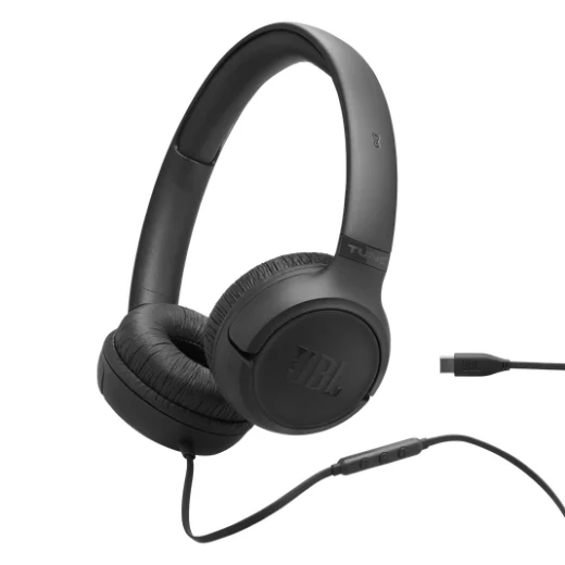 سماعات جي بي إل Tune 530C سلكية بمنفذ يو إس بي سي باللون الأسود، صوت JBL Pure Bass، صوت عالي الدقة، ميكروفون وتحكم بثلاثة أزرار، معادل صوت قابل للتخصيص