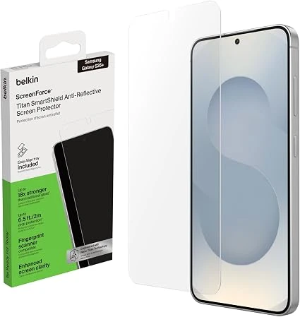 واقي شاشة بيلكن ScreenForce Titan SmartShield لهاتف سامسونج جالكسي S26+، مضاد للانعكاس والخدوش والصدمات، صلابة 9H، مضاد للبصمات، زجاج فائق النحافة 0.22 مم واقي شاشة بيلكن ScreenForce Titan SmartShield لهاتف سامسونج جالكسي S26+، مضاد للانعكاس والخدوش والصدمات، صلابة 9H، مضاد للبصمات، زجاج فائق النحافة 0.22 مم
