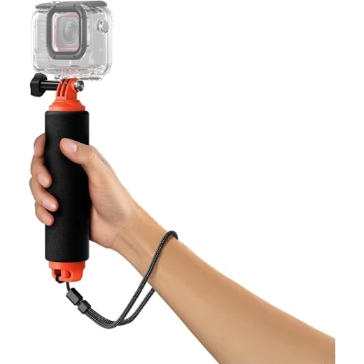 مقبض يد عائم من إنستا 360 للكاميرات الرياضية، تصميم مقاوم للانزلاق مع قاعدة تثبيت 1/4 بوصة، متوافق مع كاميرات Ace وAce Pro وAce Pro 2 وGO 3 وGO 3S وGO Ultra وX2 وX3 وX4 وX5، أسود وبرتقالي - انستا 360 - Image 2