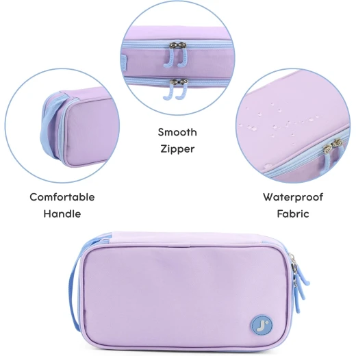 J World New York Doodle Pencil Case Purple | Large-Capacity Pouch with Handle Strap - J world - Image 3