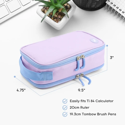 J World New York Doodle Pencil Case Purple | Large-Capacity Pouch with Handle Strap - J world - Image 2