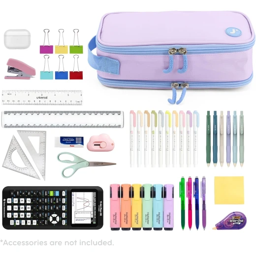 J World New York Doodle Pencil Case Purple | Large-Capacity Pouch with Handle Strap - J world - Image 4