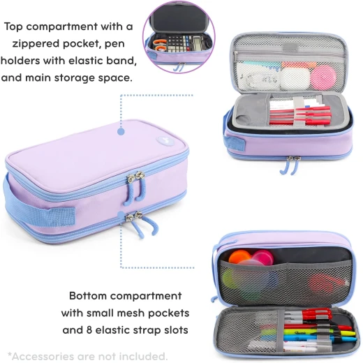 J World New York Doodle Pencil Case Purple | Large-Capacity Pouch with Handle Strap - J world - Image 6