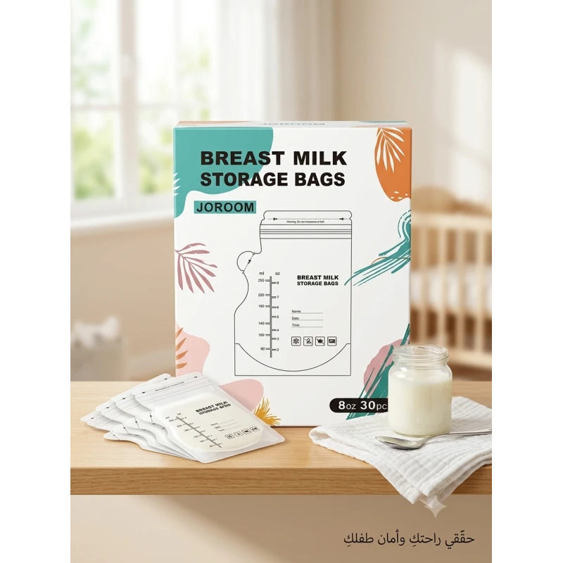 30 كيس تخزين حليب الأم 250 مل، أكياس حفظ حليب الثدي سعة 8 أونصات، خالية من BPA وBPS، محكمة الإغلاق مانعة للتسرب، قابلة للتجميد والتخزين