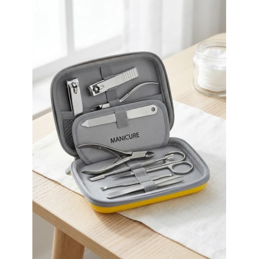 Manicure and Pedicure Nail Care Kit, Stainless Steel Grooming Tools Set with Nail Clippers, Cuticle Nippers, File and Portable Organizer Case for Travel Manicure and Pedicure Nail Care Kit, Stainless Steel Grooming Tools Set with Nail Clippers, Cuticle Nippers, File and Portable Organizer Case for Travel