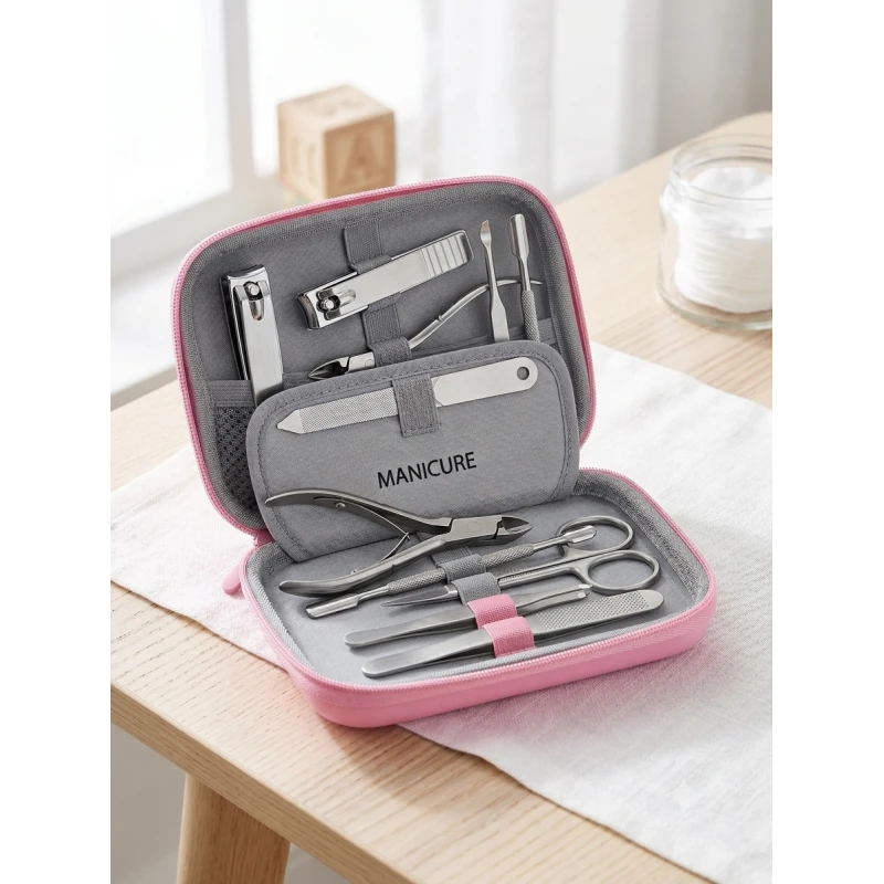 Manicure and Pedicure Nail Care Kit, Stainless Steel Grooming Tools Set with Nail Clippers, Cuticle Nippers, File and Portable Organizer Case for Travel