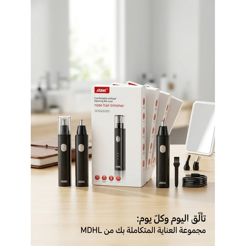 ماكينة تشذيب شعر الأنف والأذن MDHL JM-701، لاسلكية وقابلة لإعادة الشحن، محرك سريع 10500 دورة، بطارية 140 مللي أمبير، تصميم مدمج وسهل الاستخدام - ام دي اتش ال