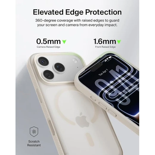 Belkin SheerForce Grip Case for iPhone 17 Pro, MagSafe & Qi2 Compatible, Slim Transparent Sand Design, Anti-Slip Grip, Raised Edges & Drop Protection - Belkin - Image 3