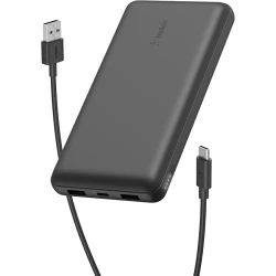 Belkin 20000mAh 15W Power Bank, 3-Port Portable Charger with USB-C and 2 USB-A Ports, USB-C to USB-A Cable, Fast Charging for iPhone, Samsung & More