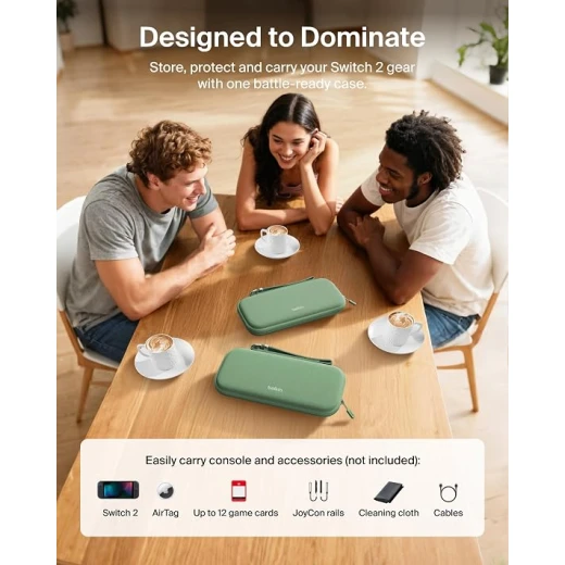 Belkin Nintendo Switch 2 Travel Case, Hard Shell Portable Carrying Bag with Soft Interior, AirTag Holder, 12 Game Card Storage, Water & Scratch Resistant - Belkin - Image 3