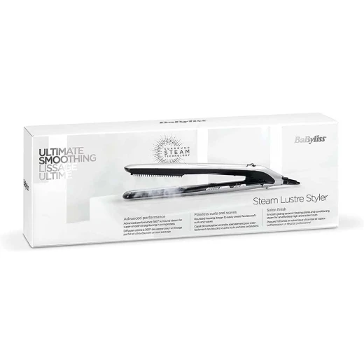 BaByliss Steam Lustre Professional ST595SDE Hair Straightener, 36mm Ceramic Plates, 4g Steam, Up to 210°C, Silver - Babyliss - Image 2
