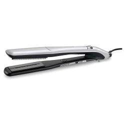 بيبي ليس Steam Lustre Professional ST595SDE مكواة شعر بالبخار، ألواح سيراميك عريضة 36 مم، بخار 4 جم، حرارة حتى 210°C، فضي