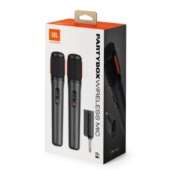 JBL PartyBox مجموعة ميكروفونات لاسلكية للحفلات، اتصال 2.4GHz، مدى حتى 30 متر، بطارية حتى 20 ساعة، فلتر منع الضوضاء، أسود