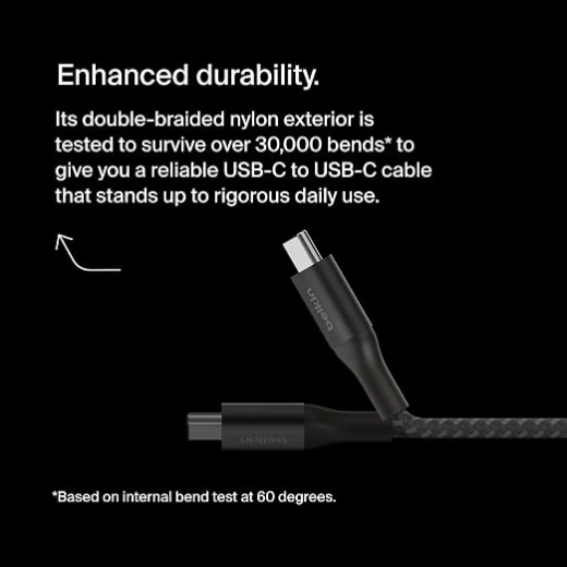 Belkin BoostCharge USB-C to USB-C Cable 240W, 6.6ft Braided Fast Charging Cable, USB Power Delivery, USB-IF Certified, Over-Temperature Protection - Belkin - Image 4