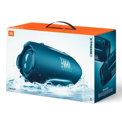 سماعة JBL Xtreme 5 محمولة بتقنية Bluetooth، صوت JBL القوي، إضاءة محيطية LED، بطارية حتى 24+ ساعة، مقاومة للماء والصدمات، بنك طاقة مدمج، أزرق سماعة JBL Xtreme 5 محمولة بتقنية Bluetooth، صوت JBL القوي، إضاءة محيطية LED، بطارية حتى 24+ ساعة، مقاومة للماء والصدمات، بنك طاقة مدمج، أزرق