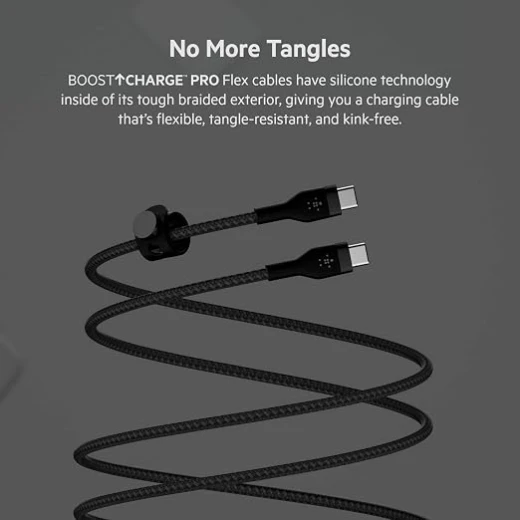 Belkin Fast Charge Pro Flex Braided USB-C Charging Cable, USB-IF Certified, Power Delivery PD Fast Charging, 1m, Black - Belkin - Image 3