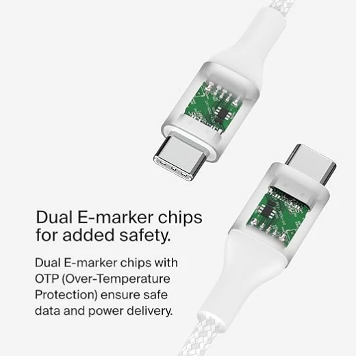 كابل شحن بيلكن BoostCharge من USB-C إلى USB-C، يدعم Power Delivery بقدرة 240 واط، معتمد USB-IF، شحن سريع، بطول 1 متر، أبيض - بيلكين - Image 4