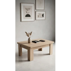 Handwood Modern Oak Wooden Coffee Table, 100 × 60 × 45 cm, combining elegant design and practicality to complement a variety of home interiors