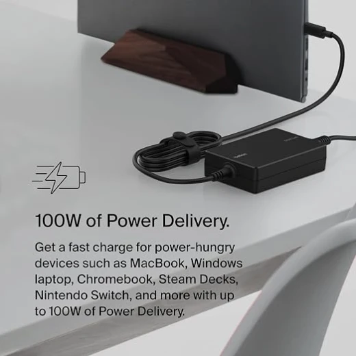 Belkin Connect 100W USB-C Core GaN Power Adapter, Fast-Charging Adapter with Universal USB-C Compatibility, 100W Power Delivery, UK and EU Power Cords for Gaming, MacBook, PC Laptops, and Chromebook - Belkin - Image 3