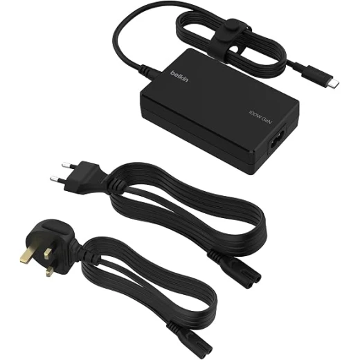 Belkin Connect 100W USB-C Core GaN Power Adapter, Fast-Charging Adapter with Universal USB-C Compatibility, 100W Power Delivery, UK and EU Power Cords for Gaming, MacBook, PC Laptops, and Chromebook Belkin Connect 100W USB-C Core GaN Power Adapter, Fast-Charging Adapter with Universal USB-C Compatibility, 100W Power Delivery, UK and EU Power Cords for Gaming, MacBook, PC Laptops, and Chromebook