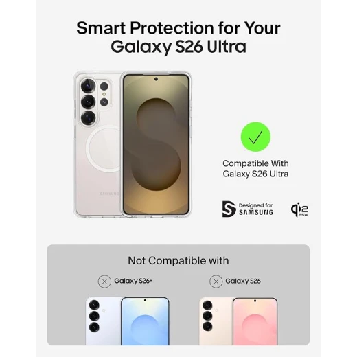 جراب Belkin SheerForce شفاف ومغناطيسي لهاتف Samsung Galaxy S26 Ultra، حماية سقوط 4م، شحن Qi2، مقاوم للخدش والاصفرار، تصميم نحيف - بيلكين - Image 5