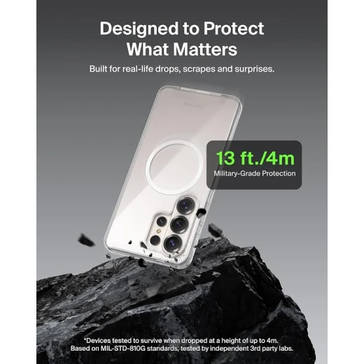 جراب Belkin SheerForce شفاف ومغناطيسي لهاتف Samsung Galaxy S26 Ultra، حماية سقوط 4م، شحن Qi2، مقاوم للخدش والاصفرار، تصميم نحيف - بيلكين - Image 4