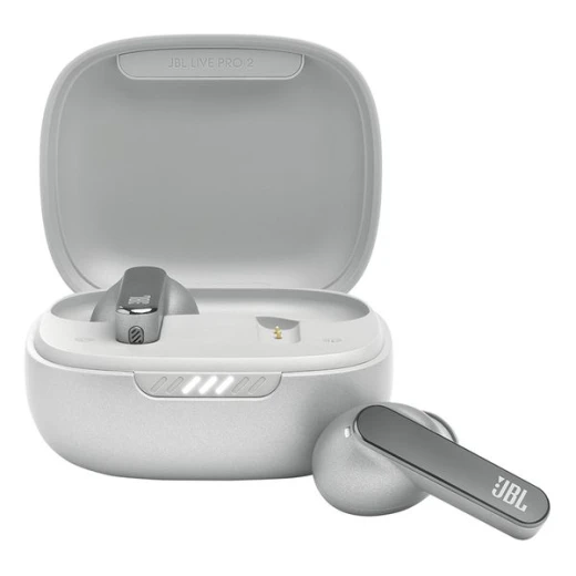 سماعات JBL Live Pro 2 TWS لاسلكية لإلغاء الضوضاء، ANC متكيف، بطارية حتى 40 ساعة، محركات 11 مم، Bluetooth Multipoint، شحن لاسلكي، فضي سماعات JBL Live Pro 2 TWS لاسلكية لإلغاء الضوضاء، ANC متكيف، بطارية حتى 40 ساعة، محركات 11 مم، Bluetooth Multipoint، شحن لاسلكي، فضي